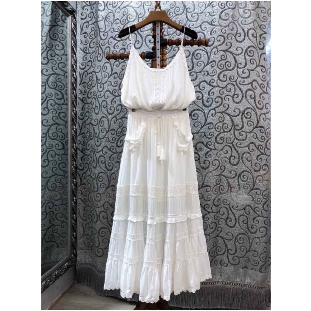 Gypsy Bohemian White Crochet Lace Maxi Skirt - Picture 7 of 11